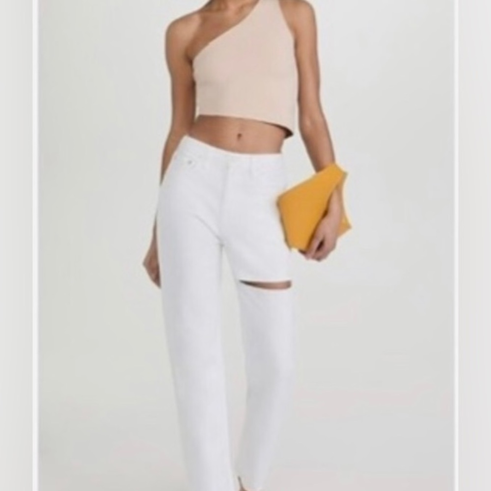 Agolde White Straight Leg Jeans